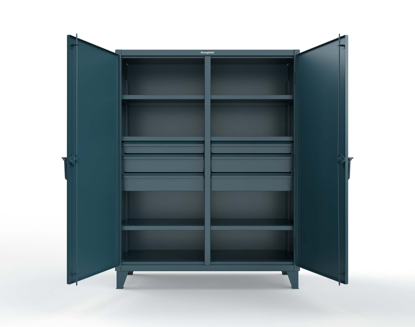 Extreme Duty 12 GA Double Shift Cabinet with 6 Drawers, 6 Shelves - 60 In. W x 24 In. D x 78 In. H - 56-DS-246-6DB-5001