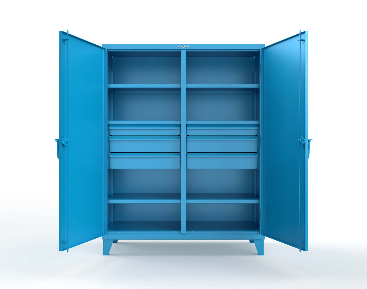 Extreme Duty 12 GA Double Shift Cabinet with 6 Drawers, 6 Shelves - 60 In. W x 24 In. D x 78 In. H - 56-DS-246-6DB-5012