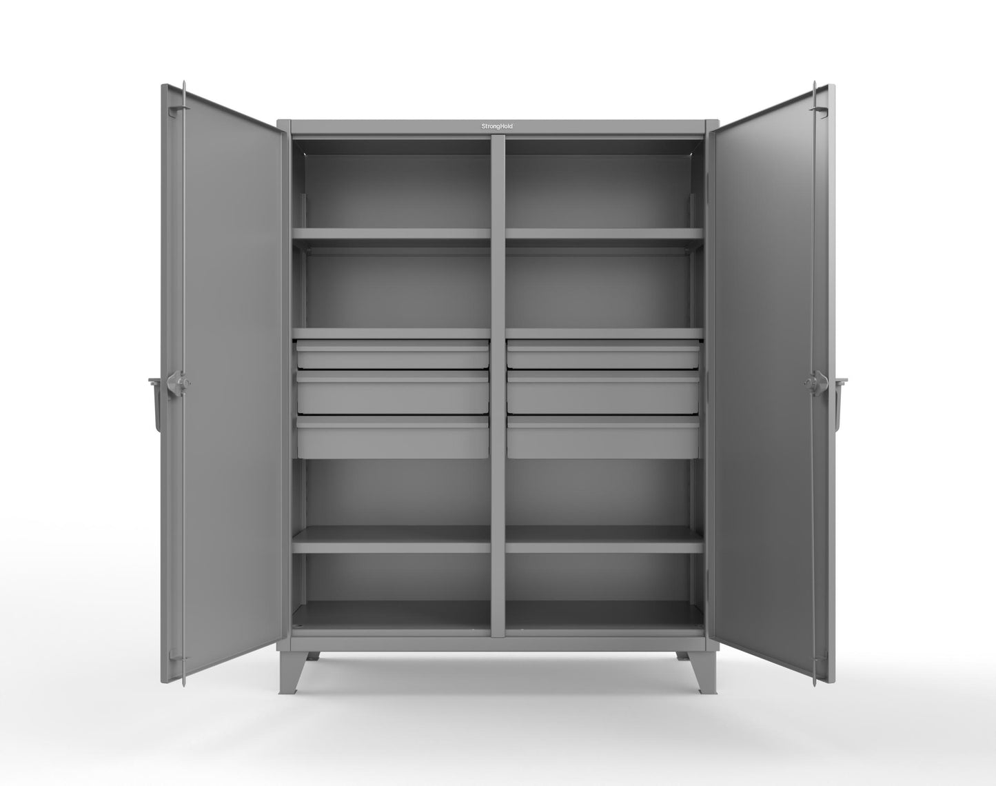 Extreme Duty 12 GA Double Shift Cabinet with 6 Drawers, 6 Shelves - 60 In. W x 24 In. D x 78 In. H - 56-DS-246-6DB-7037