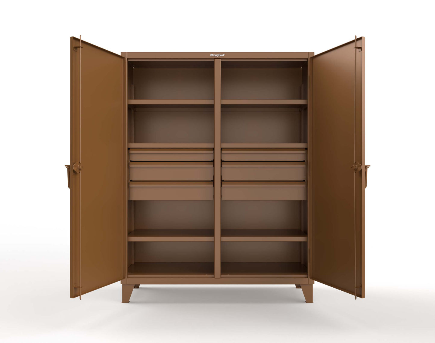 Extreme Duty 12 GA Double Shift Cabinet with 6 Drawers, 6 Shelves - 60 In. W x 24 In. D x 78 In. H - 56-DS-246-6DB-8008