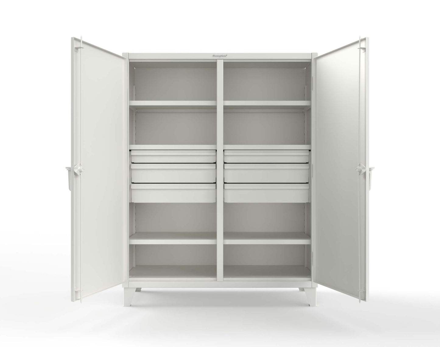 Extreme Duty 12 GA Double Shift Cabinet with 6 Drawers, 6 Shelves - 60 In. W x 24 In. D x 78 In. H - 56-DS-246-6DB-9003