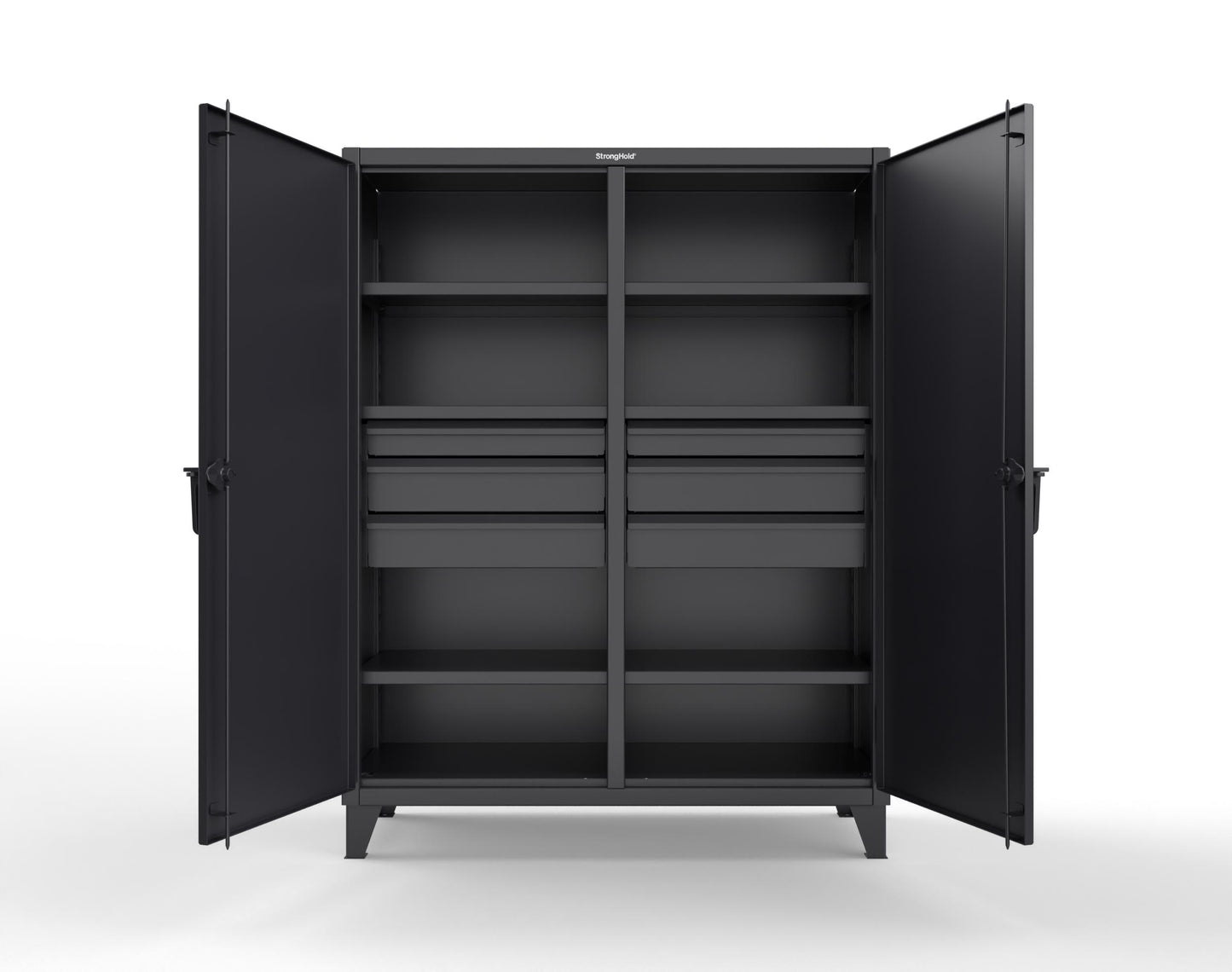 Extreme Duty 12 GA Double Shift Cabinet with 6 Drawers, 6 Shelves - 60 In. W x 24 In. D x 78 In. H - 56-DS-246-6DB-9005