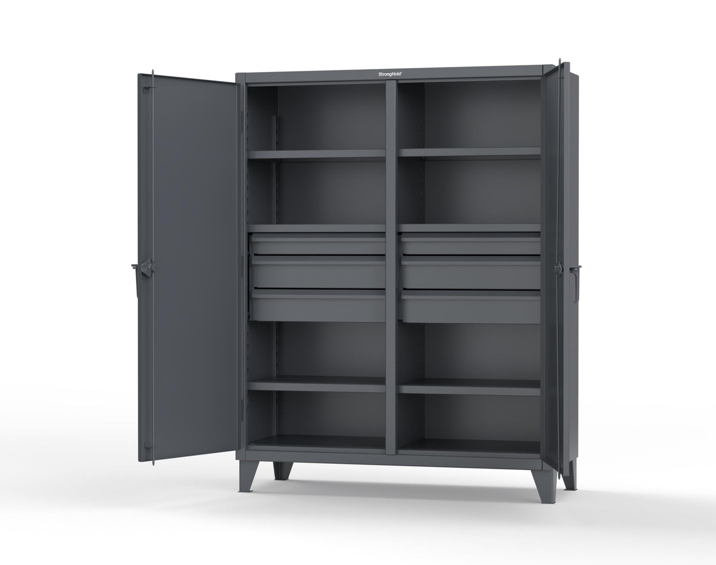 Extreme Duty 12 GA Double Shift Cabinet with 6 Drawers, 6 Shelves - 60 In. W x 24 In. D x 78 In. H - 56-DS-246-6DB-7024