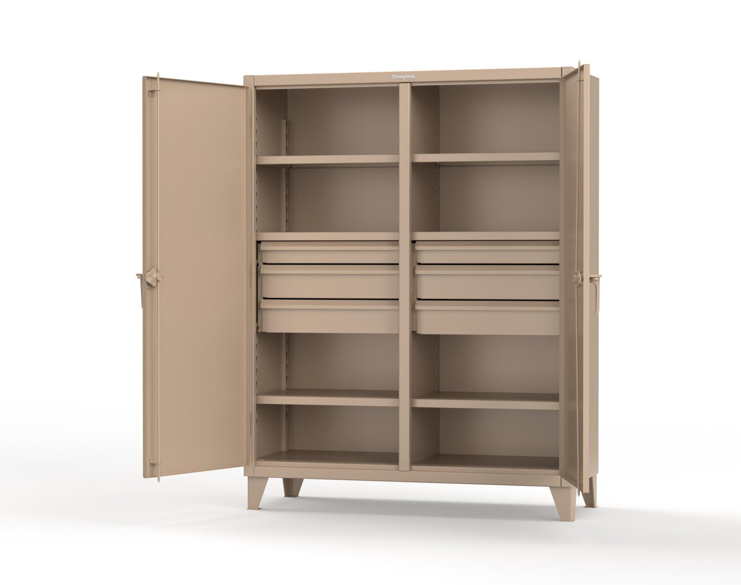 Extreme Duty 12 GA Double Shift Cabinet with 6 Drawers, 6 Shelves - 60 In. W x 24 In. D x 78 In. H - 56-DS-246-6DB-1019