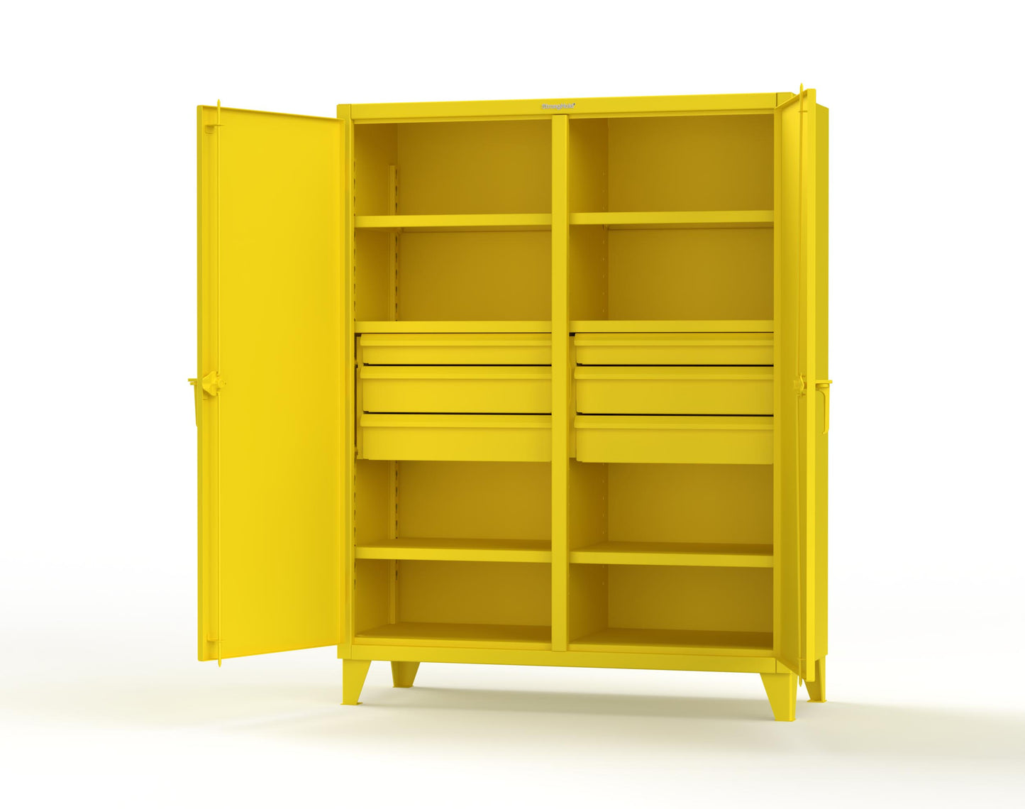 Extreme Duty 12 GA Double Shift Cabinet with 6 Drawers, 6 Shelves - 60 In. W x 24 In. D x 78 In. H - 56-DS-246-6DB-1021