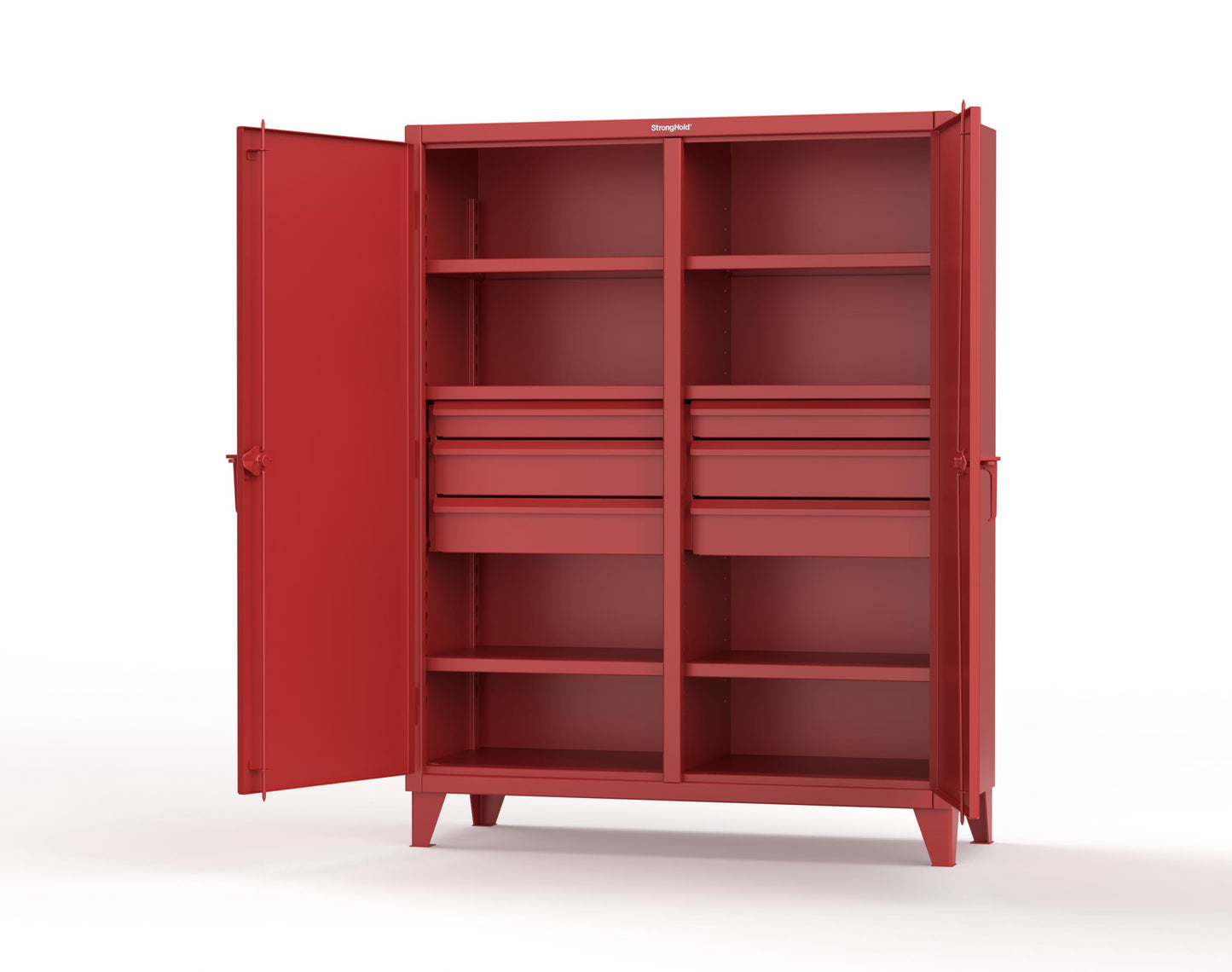 Extreme Duty 12 GA Double Shift Cabinet with 6 Drawers, 6 Shelves - 60 In. W x 24 In. D x 78 In. H - 56-DS-246-6DB-3001