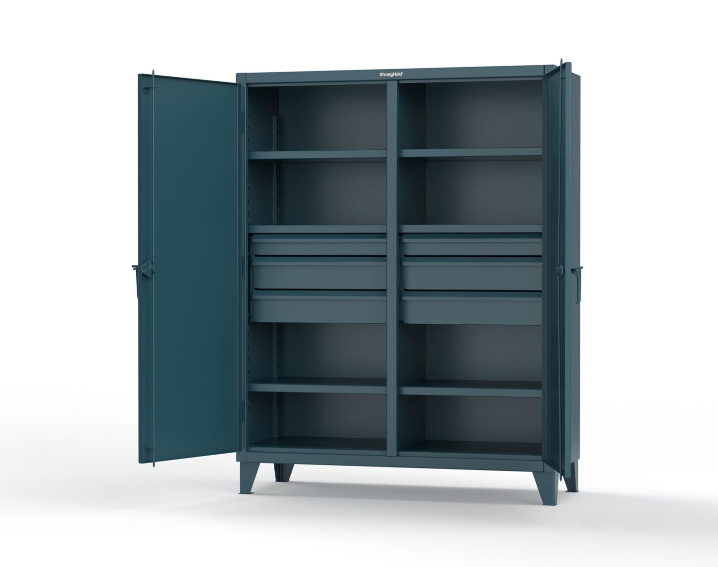 Extreme Duty 12 GA Double Shift Cabinet with 6 Drawers, 6 Shelves - 60 In. W x 24 In. D x 78 In. H - 56-DS-246-6DB-5001