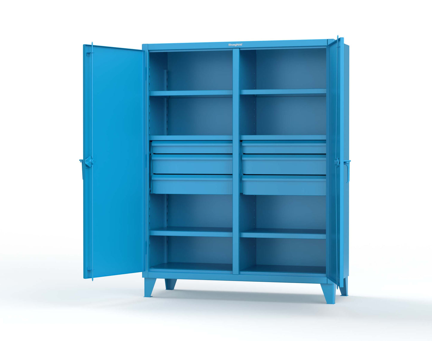 Extreme Duty 12 GA Double Shift Cabinet with 6 Drawers, 6 Shelves - 60 In. W x 24 In. D x 78 In. H - 56-DS-246-6DB-5012