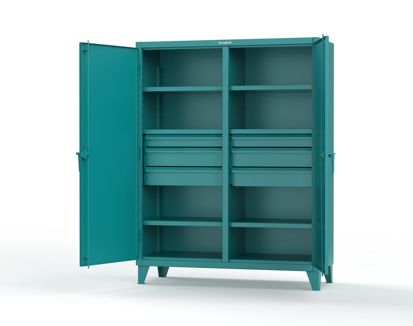 Extreme Duty 12 GA Double Shift Cabinet with 6 Drawers, 6 Shelves - 60 In. W x 24 In. D x 78 In. H - 56-DS-246-6DB-5021
