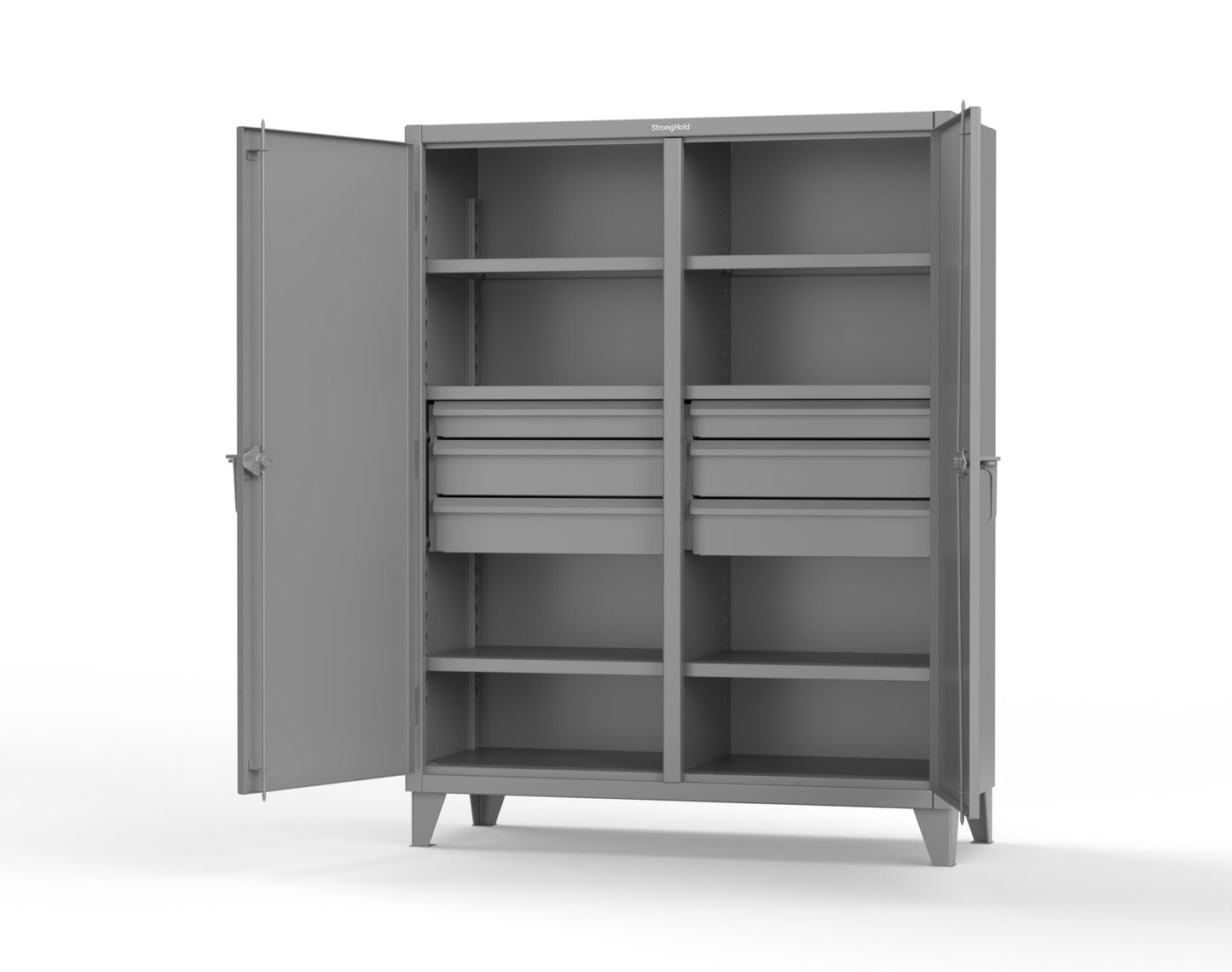 Extreme Duty 12 GA Double Shift Cabinet with 6 Drawers, 6 Shelves - 60 In. W x 24 In. D x 78 In. H - 56-DS-246-6DB-7037
