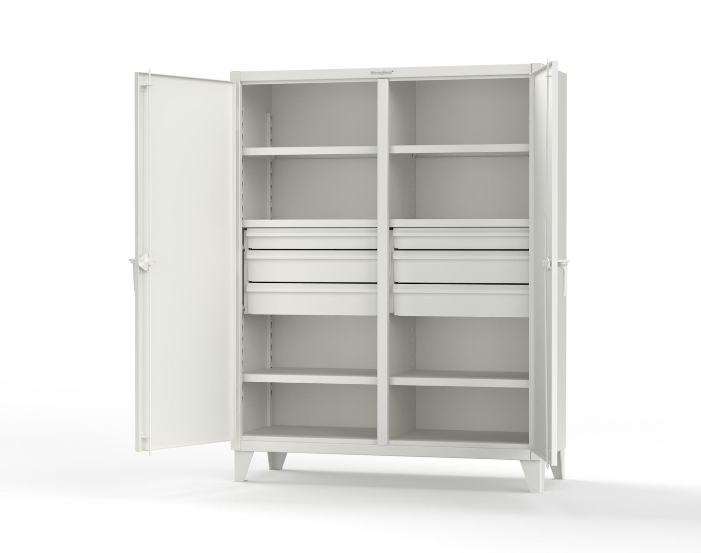 Extreme Duty 12 GA Double Shift Cabinet with 6 Drawers, 6 Shelves - 60 In. W x 24 In. D x 78 In. H - 56-DS-246-6DB-9003