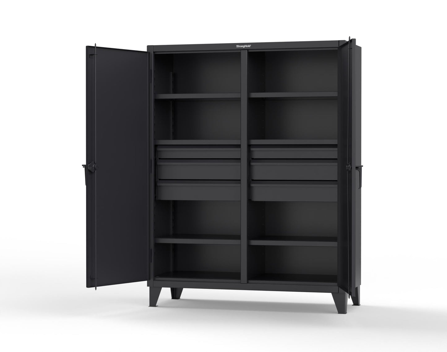 Extreme Duty 12 GA Double Shift Cabinet with 6 Drawers, 6 Shelves - 60 In. W x 24 In. D x 78 In. H - 56-DS-246-6DB-9005