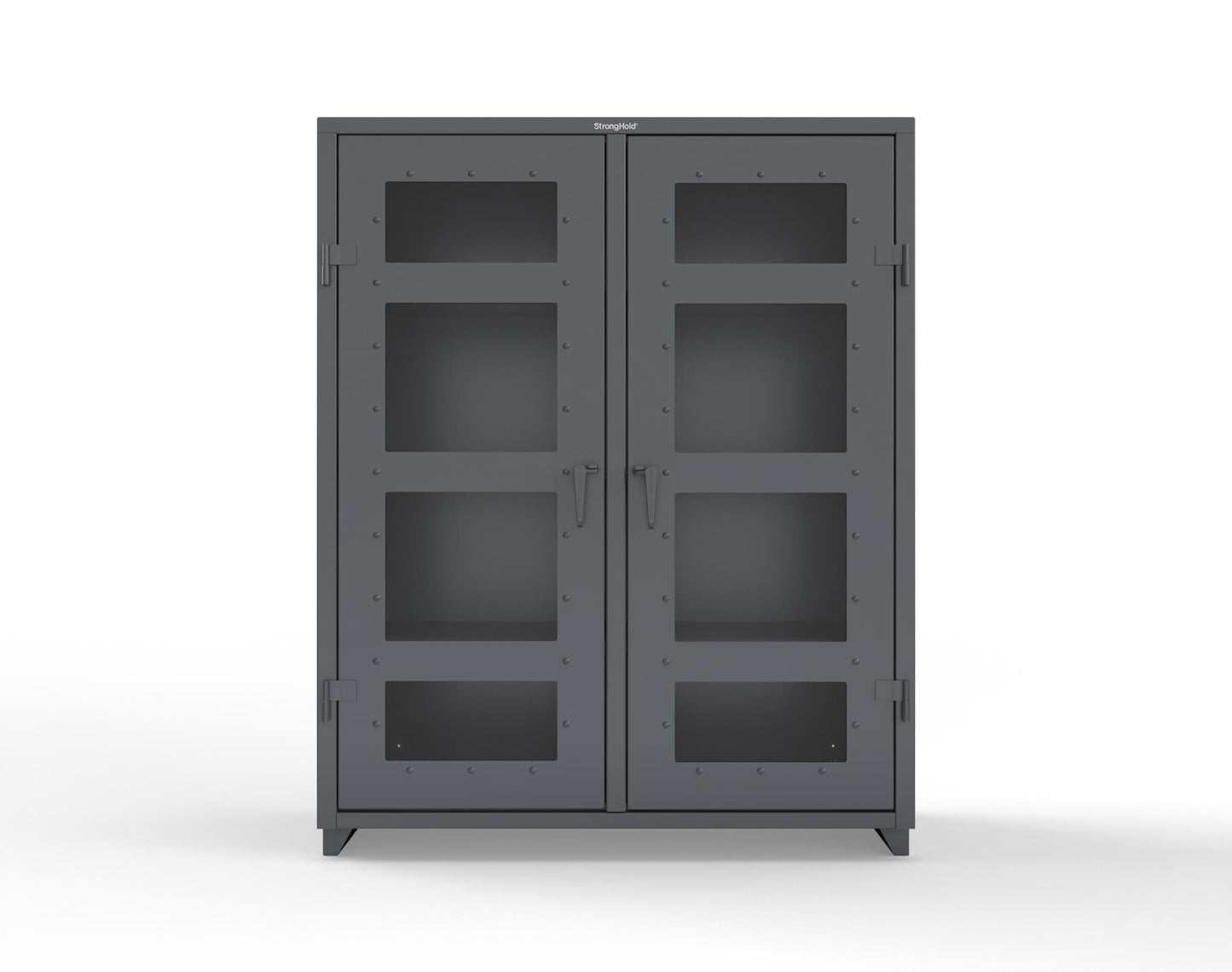 Extra Heavy Duty 14 GA Double Shift Clear View Cabinet with 6 Shelves - 60 In. W x 24 In. D x 75 In. H - 56-DS-LD-246-L-7024