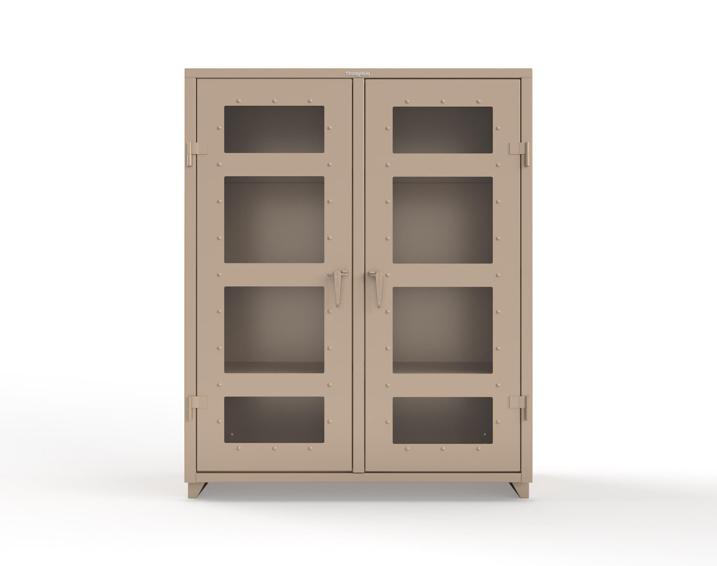 Extra Heavy Duty 14 GA Double Shift Clear View Cabinet with 6 Shelves - 60 In. W x 24 In. D x 75 In. H - 56-DS-LD-246-L-1019