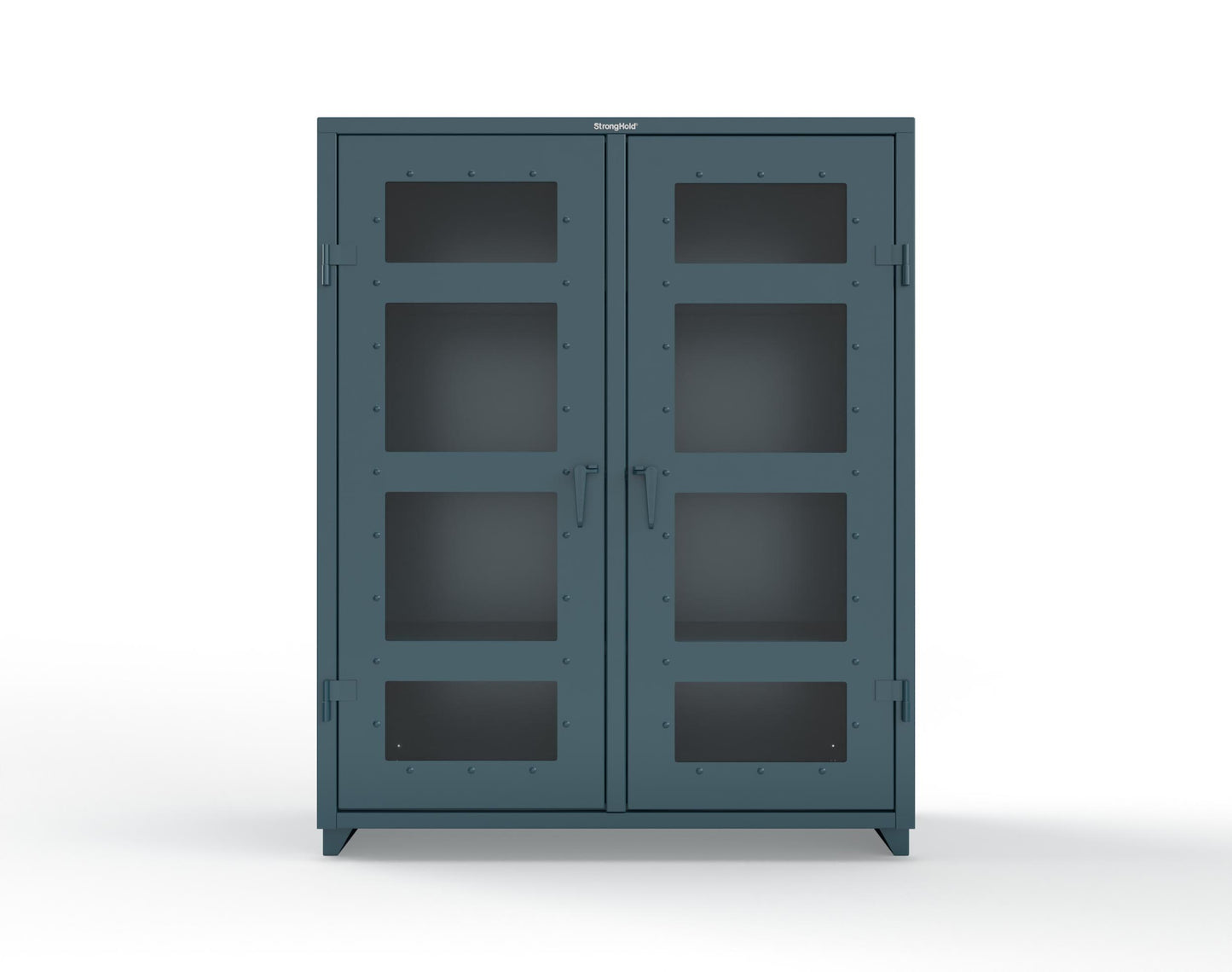 Extra Heavy Duty 14 GA Double Shift Clear View Cabinet with 6 Shelves - 60 In. W x 24 In. D x 75 In. H - 56-DS-LD-246-L-5001