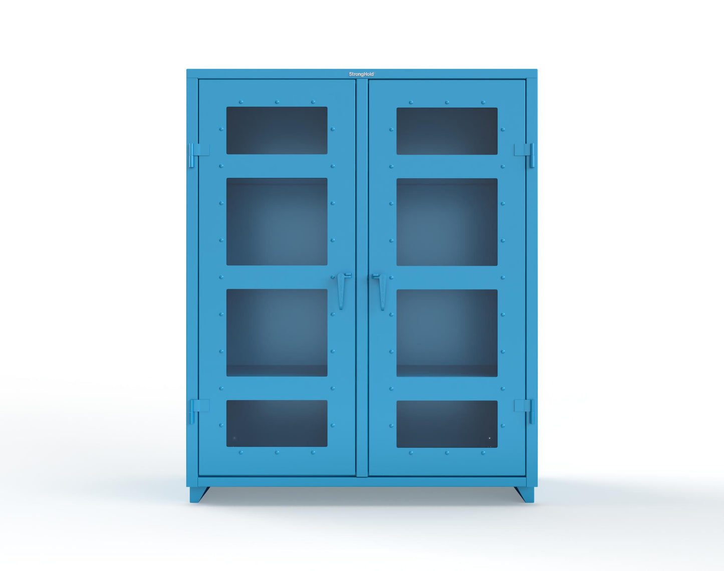 Extra Heavy Duty 14 GA Double Shift Clear View Cabinet with 6 Shelves - 60 In. W x 24 In. D x 75 In. H - 56-DS-LD-246-L-5012