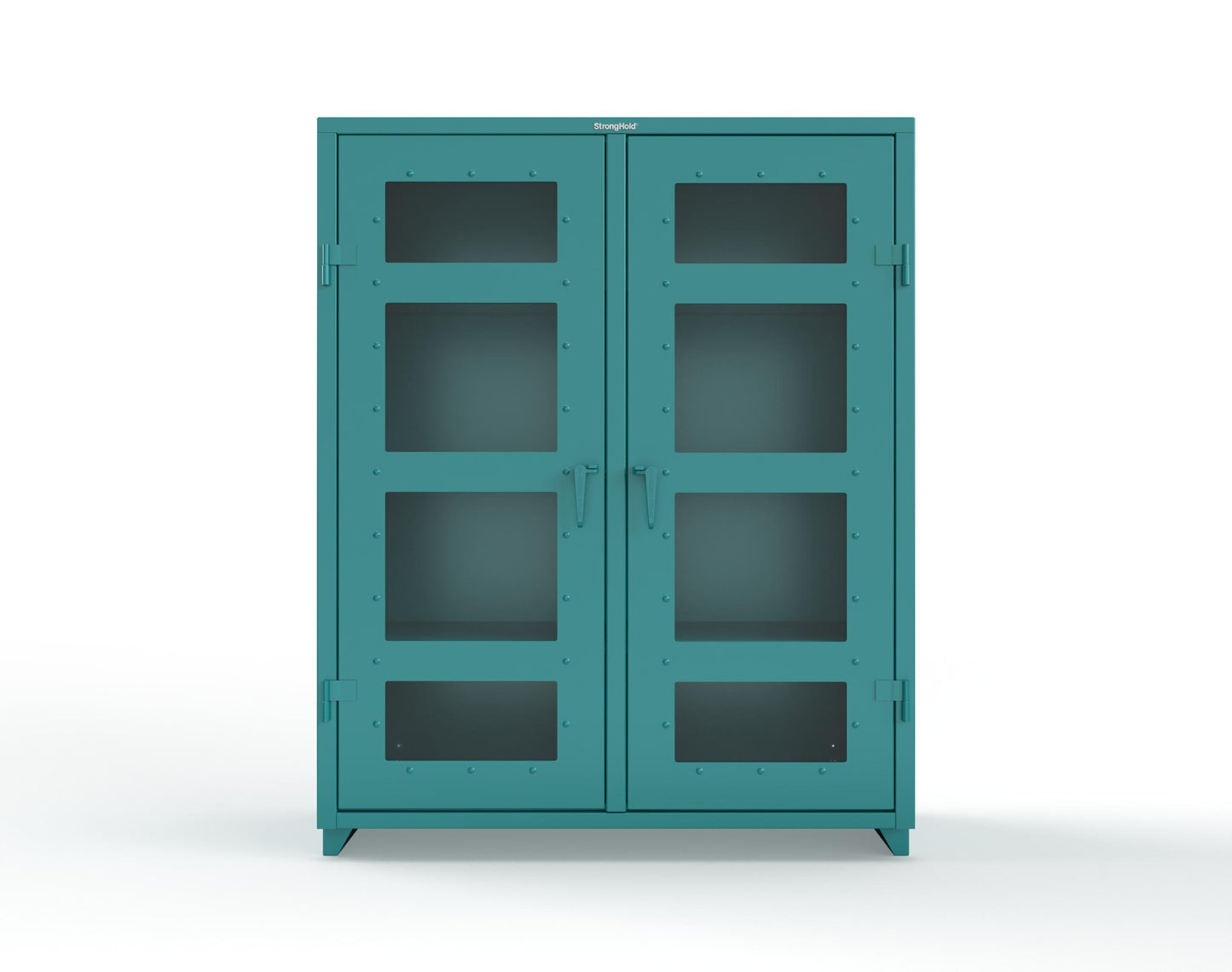 Extra Heavy Duty 14 GA Double Shift Clear View Cabinet with 6 Shelves - 60 In. W x 24 In. D x 75 In. H - 56-DS-LD-246-L-5021