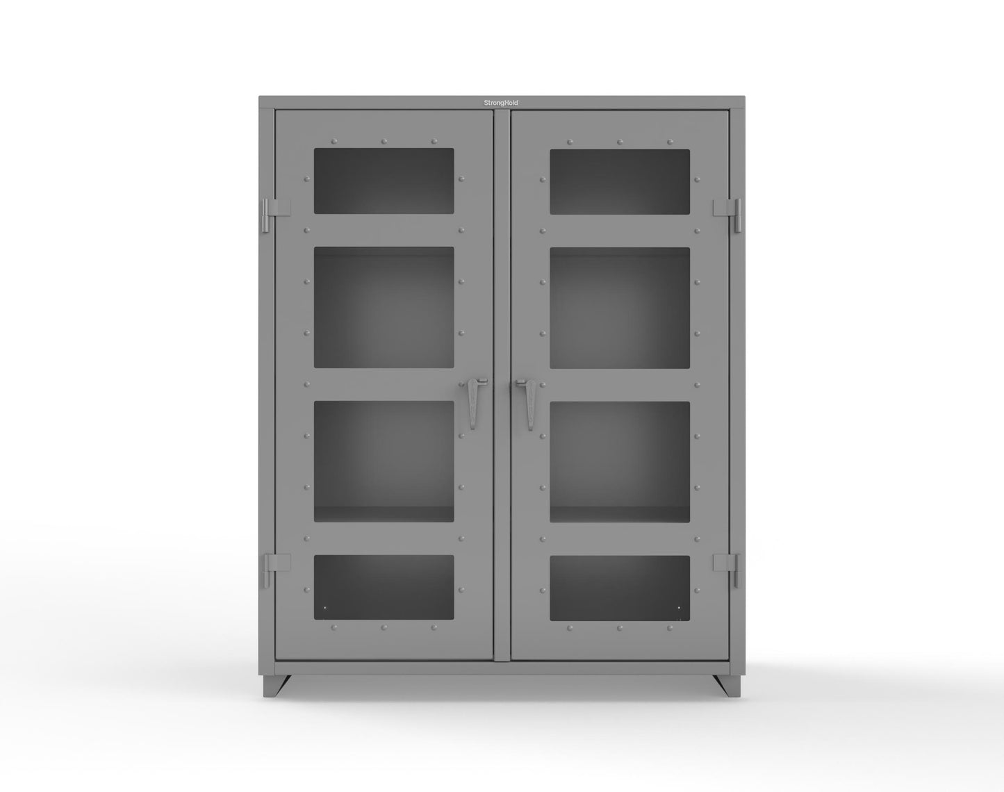 Extra Heavy Duty 14 GA Double Shift Clear View Cabinet with 6 Shelves - 60 In. W x 24 In. D x 75 In. H - 56-DS-LD-246-L-7037