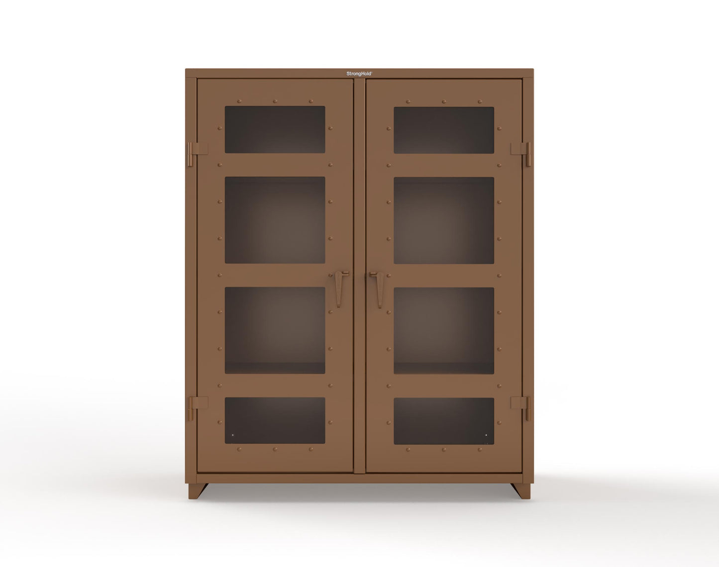 Extra Heavy Duty 14 GA Double Shift Clear View Cabinet with 6 Shelves - 60 In. W x 24 In. D x 75 In. H - 56-DS-LD-246-L-8008