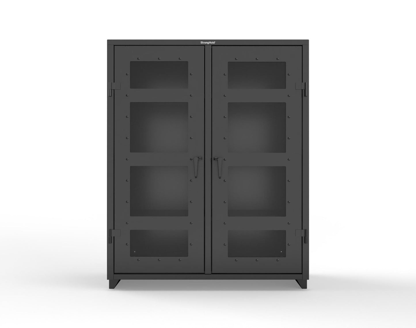 Extra Heavy Duty 14 GA Double Shift Clear View Cabinet with 6 Shelves - 60 In. W x 24 In. D x 75 In. H - 56-DS-LD-246-L-9005