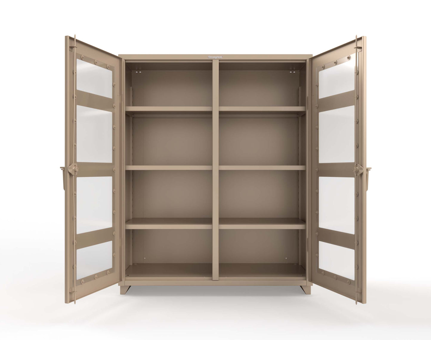 Extra Heavy Duty 14 GA Double Shift Clear View Cabinet with 6 Shelves - 60 In. W x 24 In. D x 75 In. H - 56-DS-LD-246-L-1019