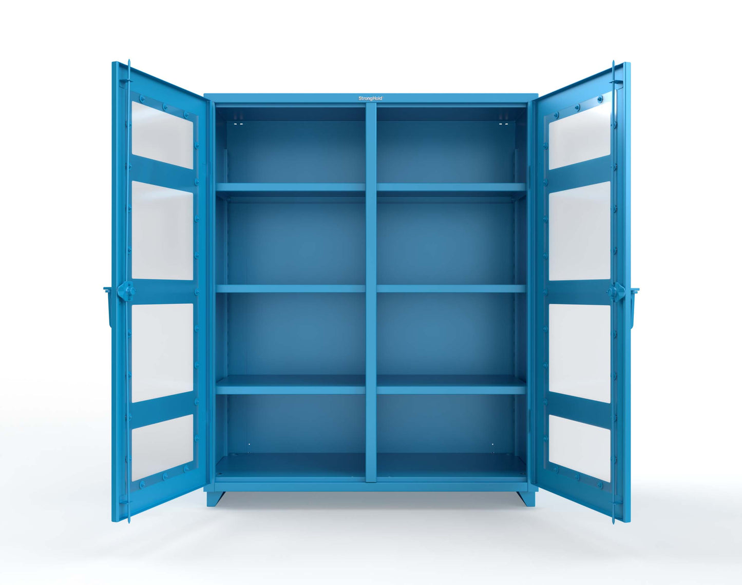 Extra Heavy Duty 14 GA Double Shift Clear View Cabinet with 6 Shelves - 60 In. W x 24 In. D x 75 In. H - 56-DS-LD-246-L-5012
