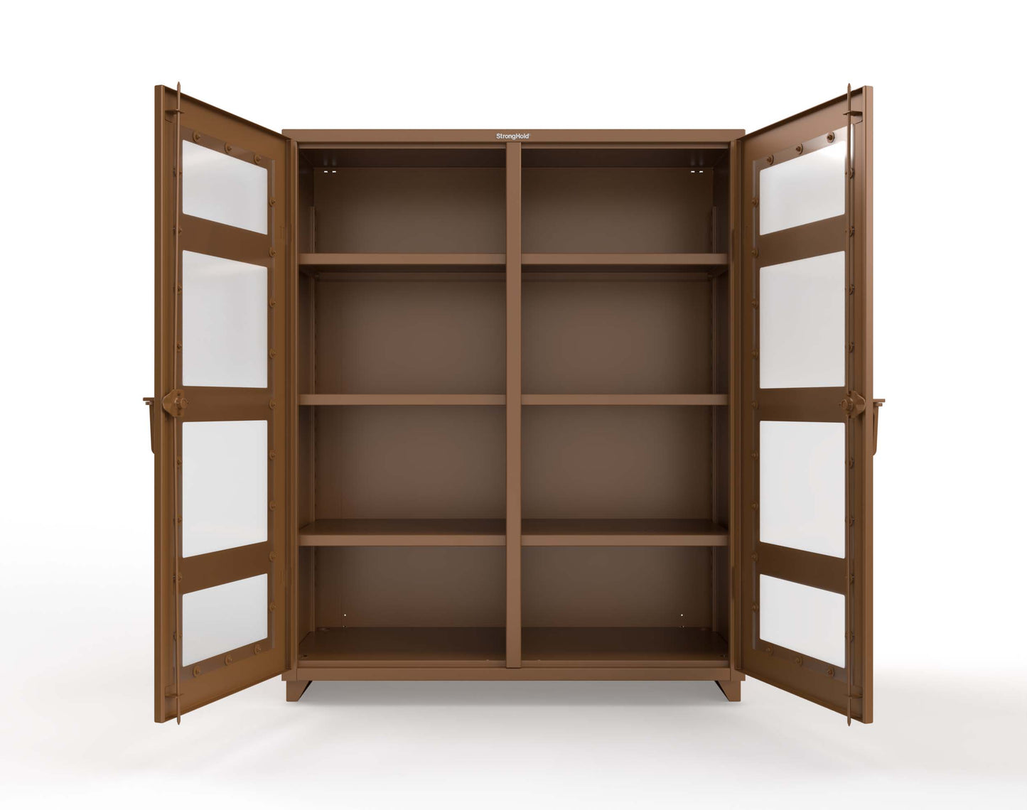 Extra Heavy Duty 14 GA Double Shift Clear View Cabinet with 6 Shelves - 60 In. W x 24 In. D x 75 In. H - 56-DS-LD-246-L-8008