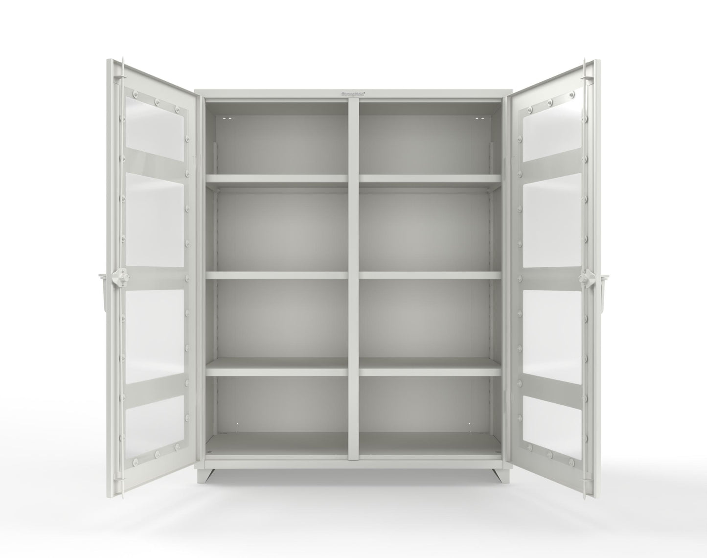 Extra Heavy Duty 14 GA Double Shift Clear View Cabinet with 6 Shelves - 60 In. W x 24 In. D x 75 In. H - 56-DS-LD-246-L-9003