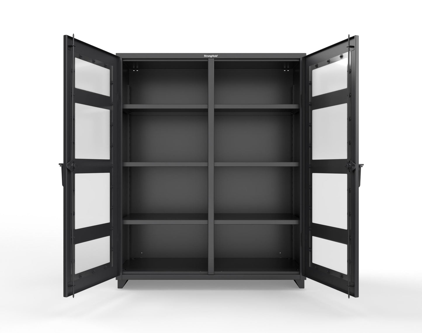 Extra Heavy Duty 14 GA Double Shift Clear View Cabinet with 6 Shelves - 60 In. W x 24 In. D x 75 In. H - 56-DS-LD-246-L-9005