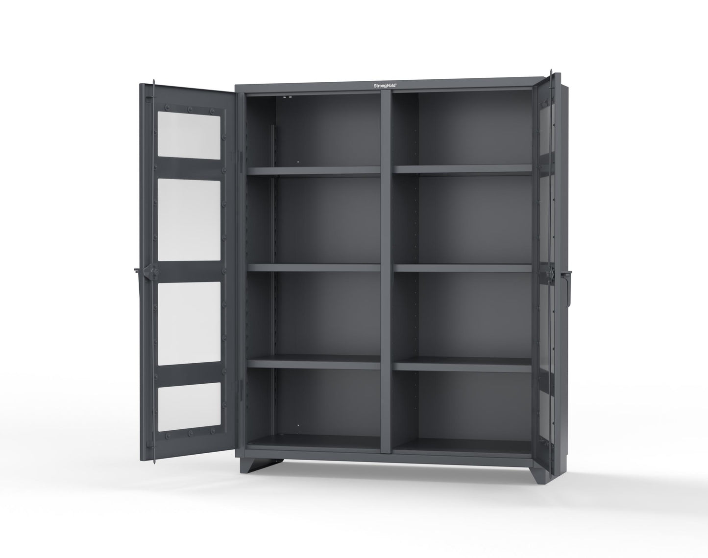 Extra Heavy Duty 14 GA Double Shift Clear View Cabinet with 6 Shelves - 60 In. W x 24 In. D x 75 In. H - 56-DS-LD-246-L-7024