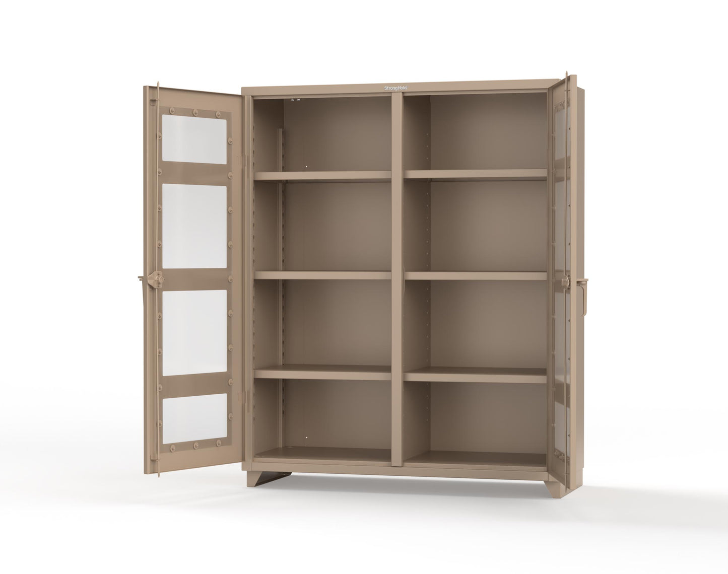 Extra Heavy Duty 14 GA Double Shift Clear View Cabinet with 6 Shelves - 60 In. W x 24 In. D x 75 In. H - 56-DS-LD-246-L-1019