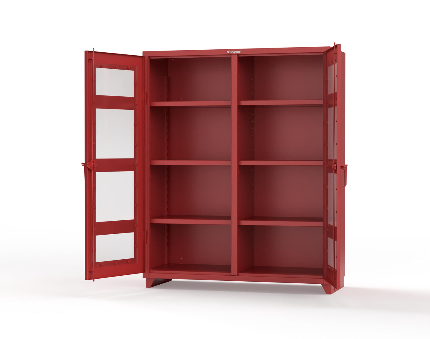 Extra Heavy Duty 14 GA Double Shift Clear View Cabinet with 6 Shelves - 60 In. W x 24 In. D x 75 In. H - 56-DS-LD-246-L-3001