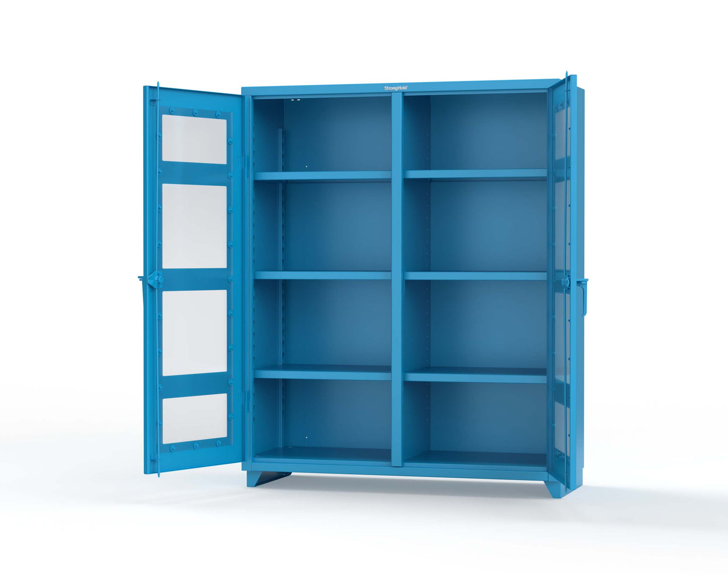 Extra Heavy Duty 14 GA Double Shift Clear View Cabinet with 6 Shelves - 60 In. W x 24 In. D x 75 In. H - 56-DS-LD-246-L-5012