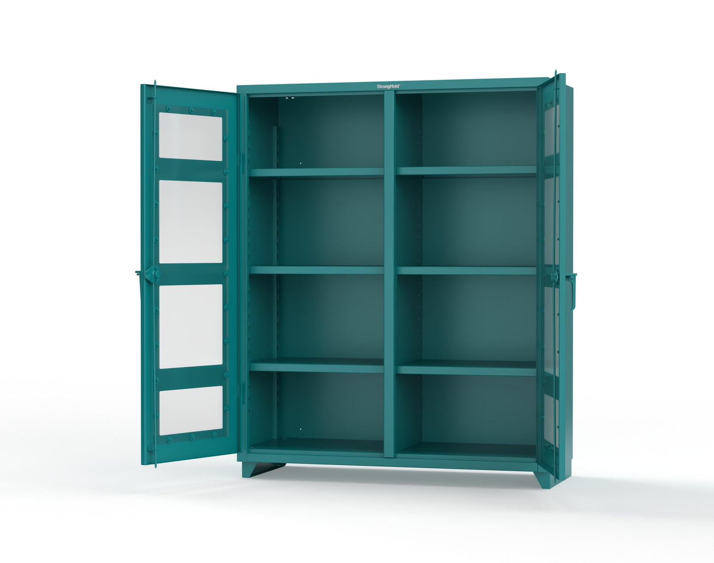 Extra Heavy Duty 14 GA Double Shift Clear View Cabinet with 6 Shelves - 60 In. W x 24 In. D x 75 In. H - 56-DS-LD-246-L-5021