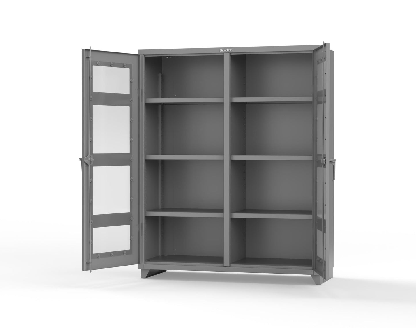 Extra Heavy Duty 14 GA Double Shift Clear View Cabinet with 6 Shelves - 60 In. W x 24 In. D x 75 In. H - 56-DS-LD-246-L-7037