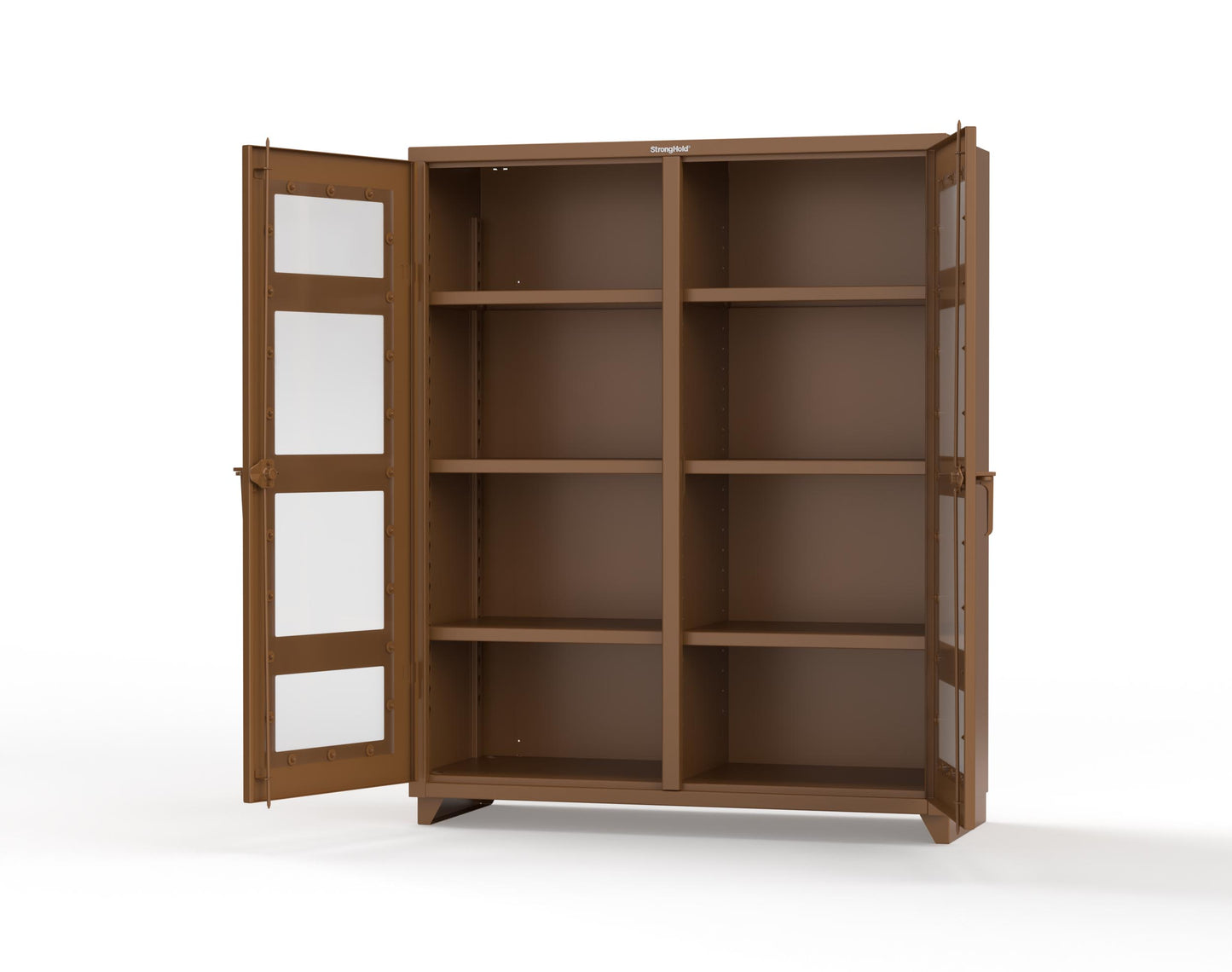 Extra Heavy Duty 14 GA Double Shift Clear View Cabinet with 6 Shelves - 60 In. W x 24 In. D x 75 In. H - 56-DS-LD-246-L-8008