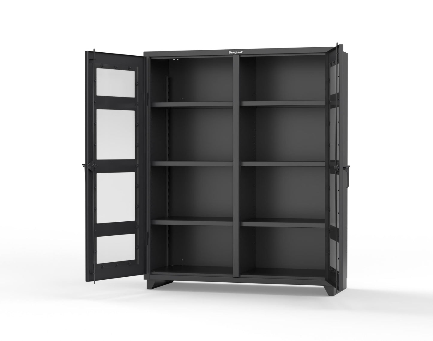 Extra Heavy Duty 14 GA Double Shift Clear View Cabinet with 6 Shelves - 60 In. W x 24 In. D x 75 In. H - 56-DS-LD-246-L-9005