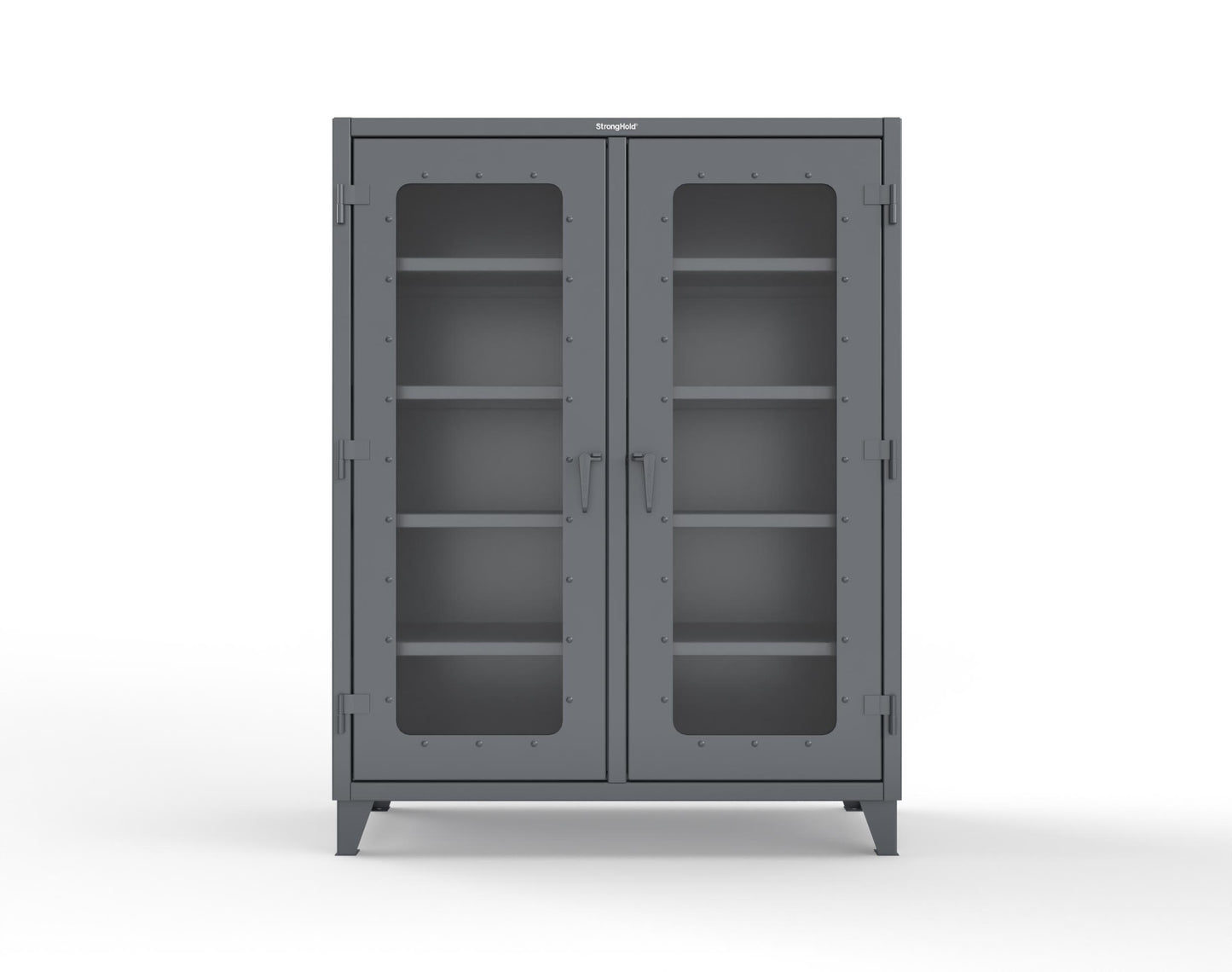Extreme Duty 12 GA Clear View Double Shift Cabinet with 8 Shelves - 60 In. W x 24 In. D x 78 In. H - 56-DS-LD-248-7024