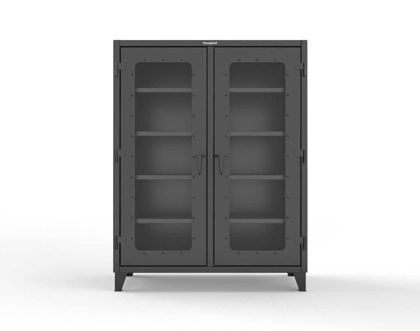 Extreme Duty 12 GA Clear View Double Shift Cabinet with 8 Shelves - 60 In. W x 24 In. D x 78 In. H - 56-DS-LD-248-9005