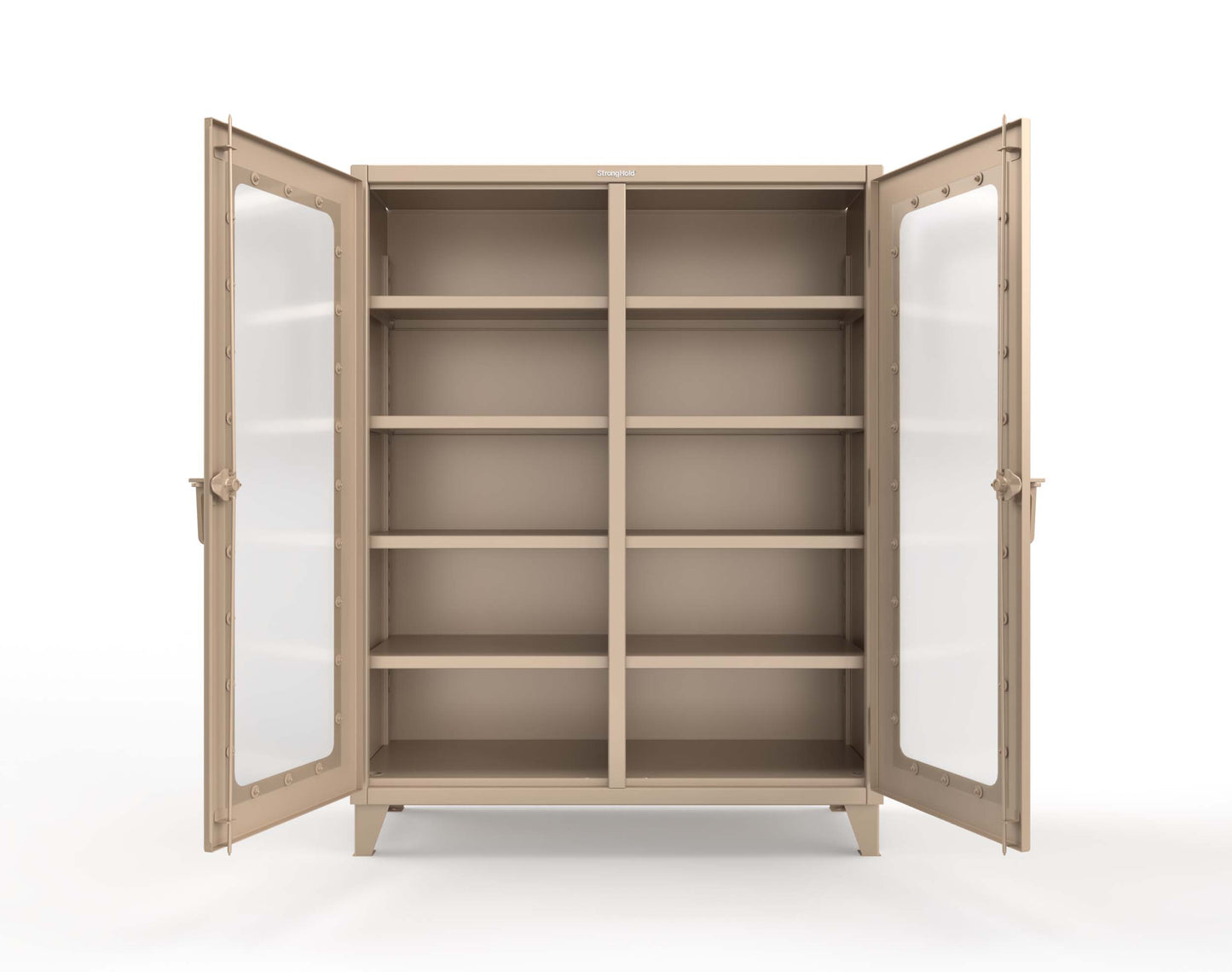 Extreme Duty 12 GA Clear View Double Shift Cabinet with 8 Shelves - 60 In. W x 24 In. D x 78 In. H - 56-DS-LD-248-1019