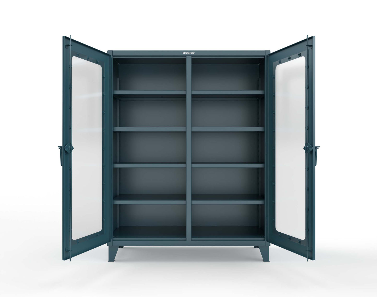 Extreme Duty 12 GA Clear View Double Shift Cabinet with 8 Shelves - 60 In. W x 24 In. D x 78 In. H - 56-DS-LD-248-5001