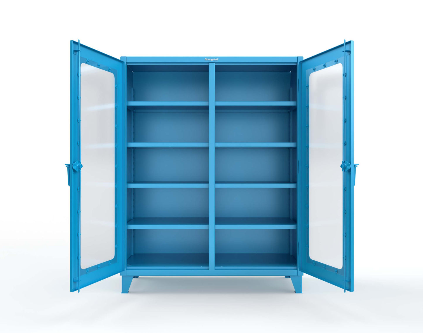 Extreme Duty 12 GA Clear View Double Shift Cabinet with 8 Shelves - 60 In. W x 24 In. D x 78 In. H - 56-DS-LD-248-5012