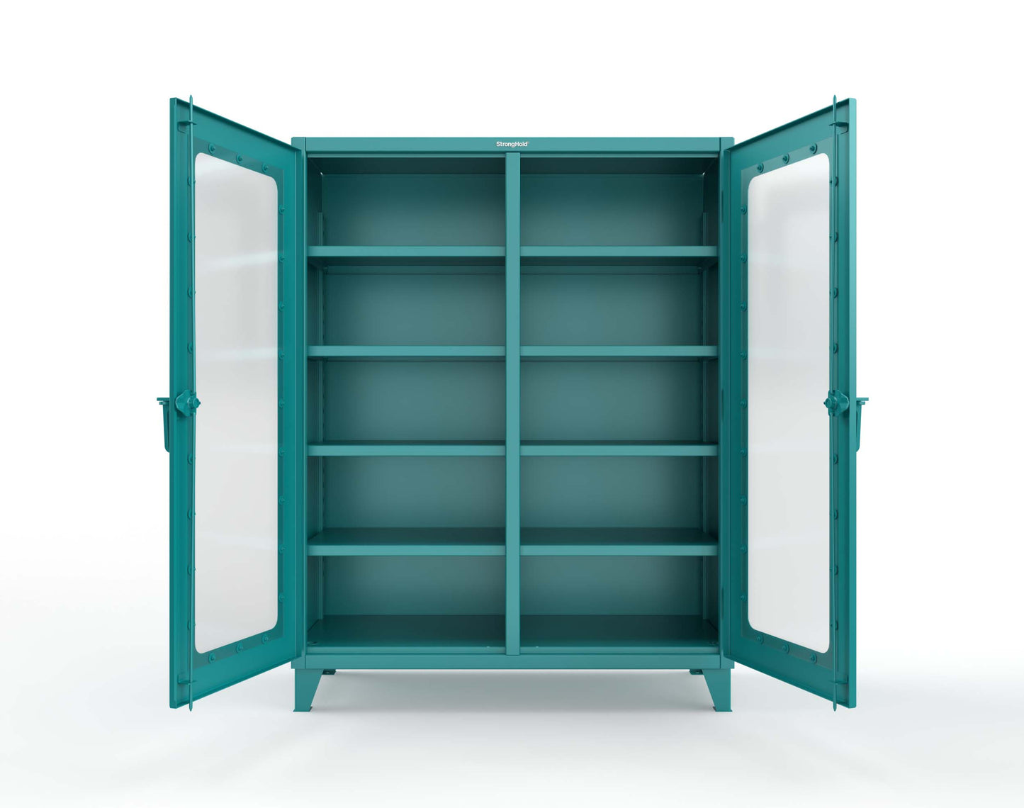 Extreme Duty 12 GA Clear View Double Shift Cabinet with 8 Shelves - 60 In. W x 24 In. D x 78 In. H - 56-DS-LD-248-5021