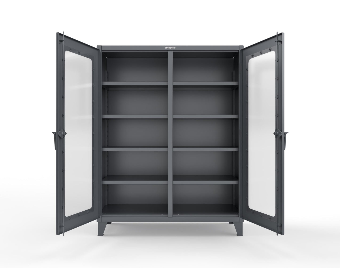 Extreme Duty 12 GA Clear View Double Shift Cabinet with 8 Shelves - 60 In. W x 24 In. D x 78 In. H - 56-DS-LD-248-7024