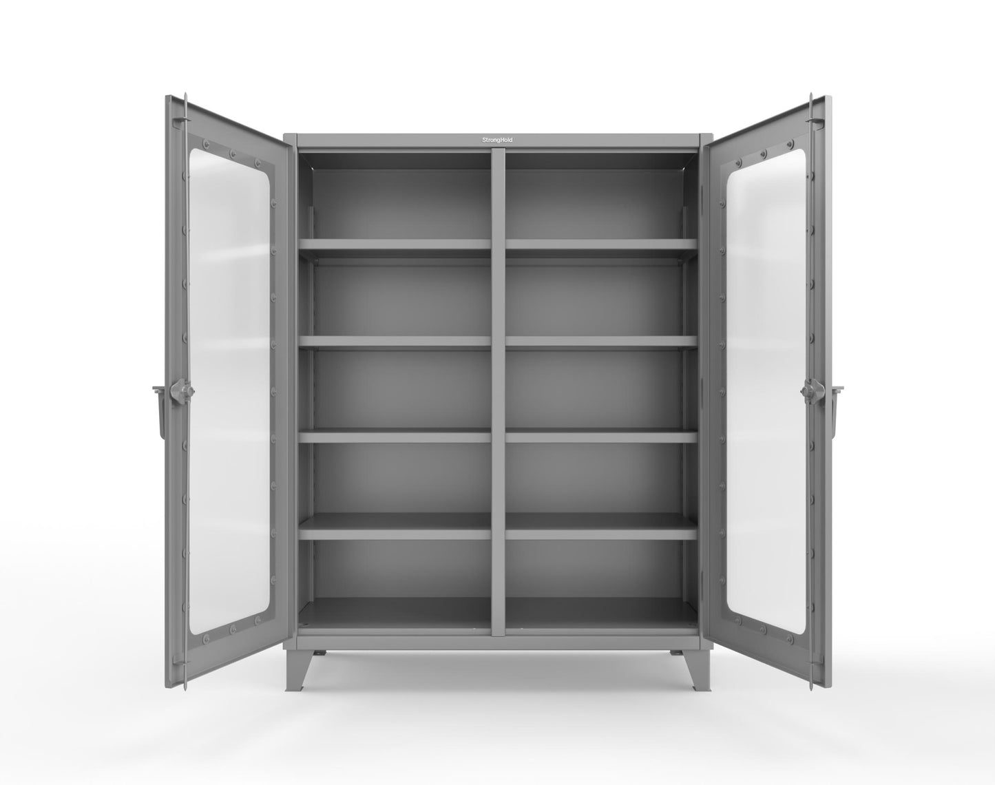 Extreme Duty 12 GA Clear View Double Shift Cabinet with 8 Shelves - 60 In. W x 24 In. D x 78 In. H - 56-DS-LD-248-7037