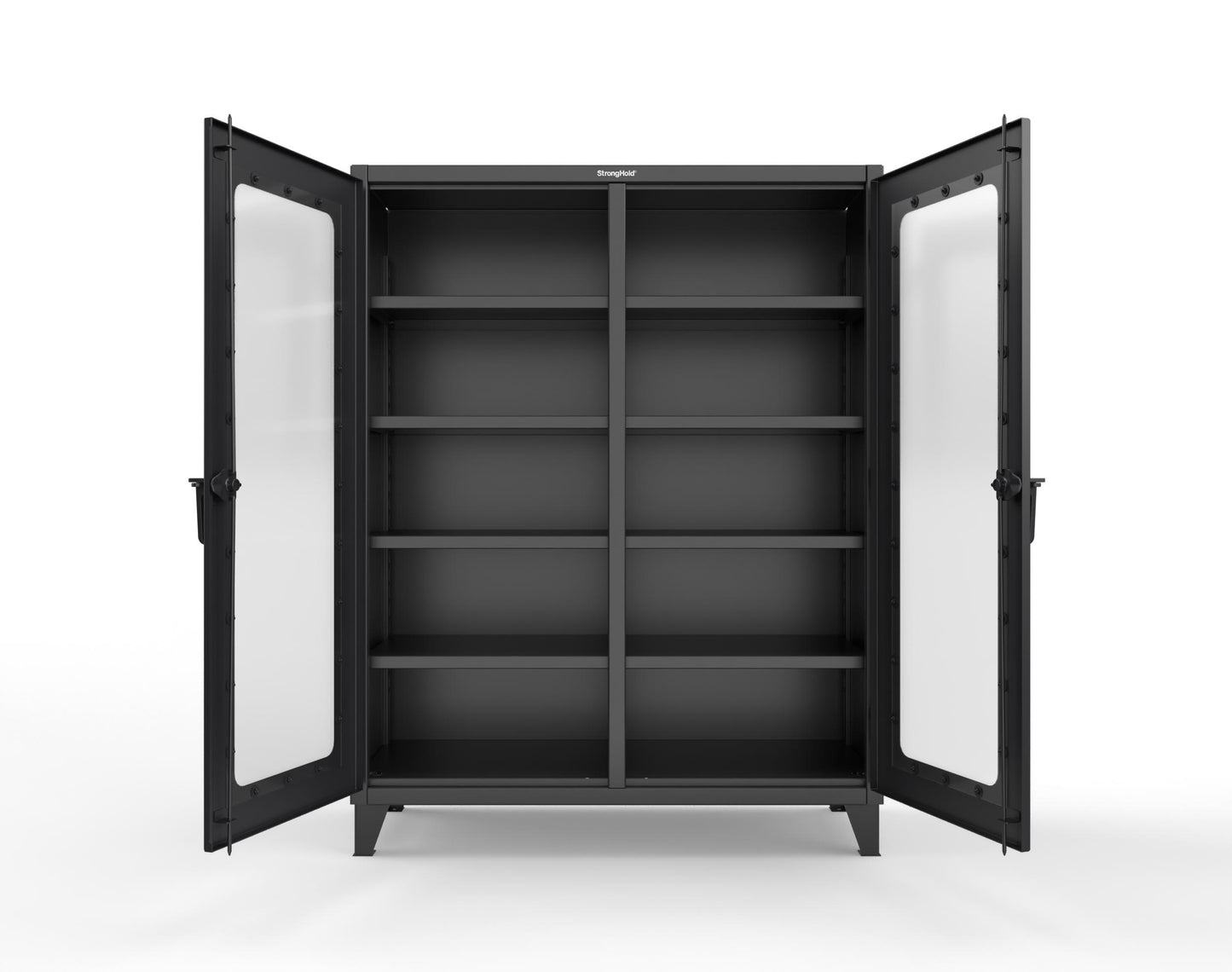 Extreme Duty 12 GA Clear View Double Shift Cabinet with 8 Shelves - 60 In. W x 24 In. D x 78 In. H - 56-DS-LD-248-9005