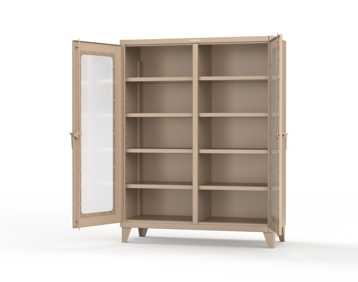 Extreme Duty 12 GA Clear View Double Shift Cabinet with 8 Shelves - 60 In. W x 24 In. D x 78 In. H - 56-DS-LD-248-1019