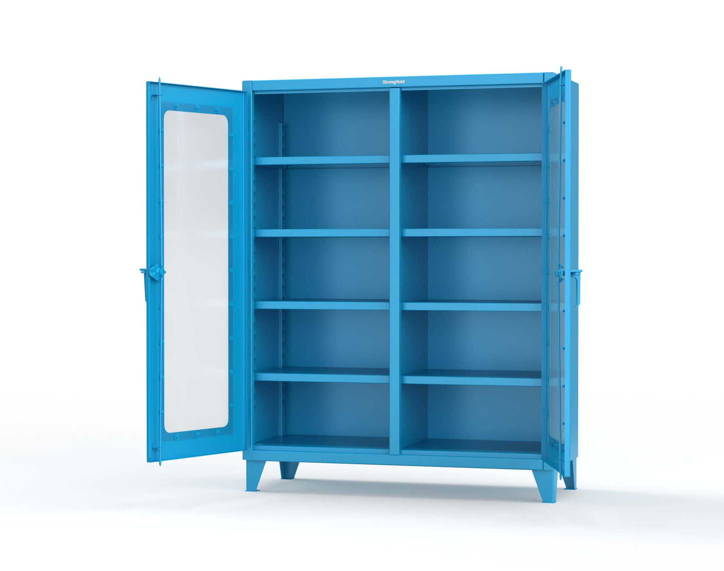 Extreme Duty 12 GA Clear View Double Shift Cabinet with 8 Shelves - 60 In. W x 24 In. D x 78 In. H - 56-DS-LD-248-5012