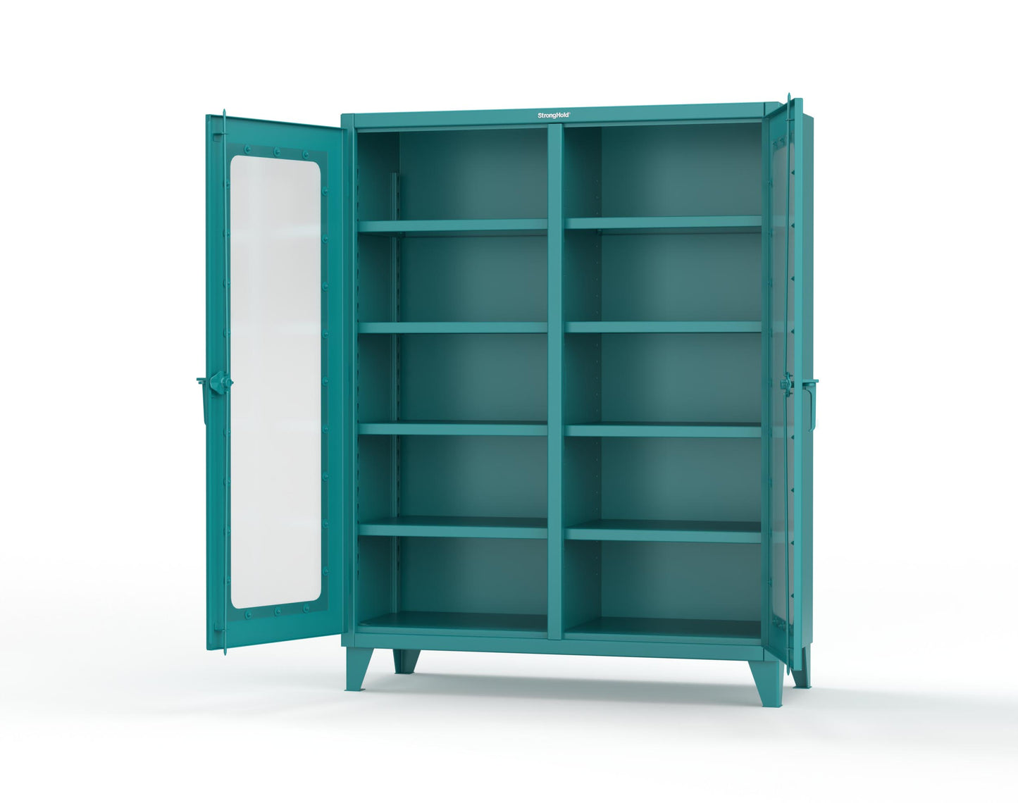 Extreme Duty 12 GA Clear View Double Shift Cabinet with 8 Shelves - 60 In. W x 24 In. D x 78 In. H - 56-DS-LD-248-5021