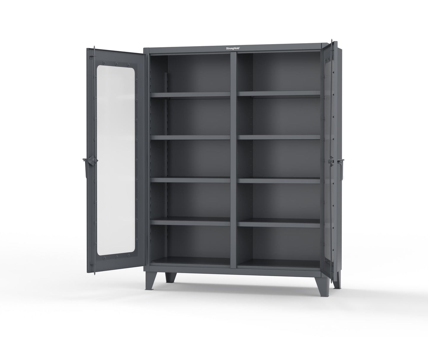 Extreme Duty 12 GA Clear View Double Shift Cabinet with 8 Shelves - 60 In. W x 24 In. D x 78 In. H - 56-DS-LD-248-7024